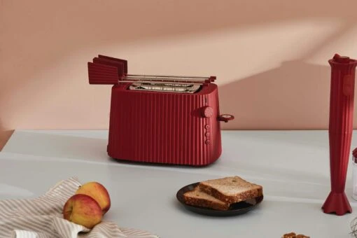 Alessi Plissé Toaster, Rood -Keukenbenodigdheden alessi plisse toaster 2 plakken 2