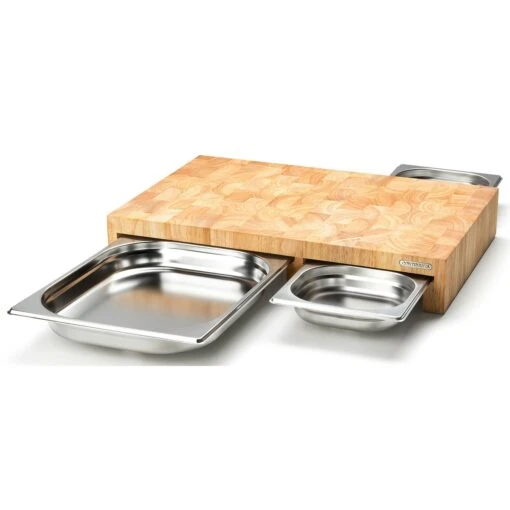 Continenta Snijplank Met Blik -Keukenbenodigdheden continenta cutting board rubber wood w 3 boxes 52x325x85 0