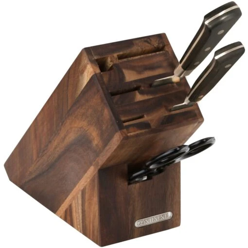 Continenta Messenblok Voor Vijf Messen -Keukenbenodigdheden continenta knife block in acacia for 5 knives brow scissor 1