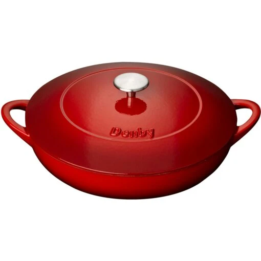 Denby Pomegranate Gietijzeren Pot Oppervlakkig Ø30 Cm, Rood -Keukenbenodigdheden denby cast iron 30cm shallow casserole 5