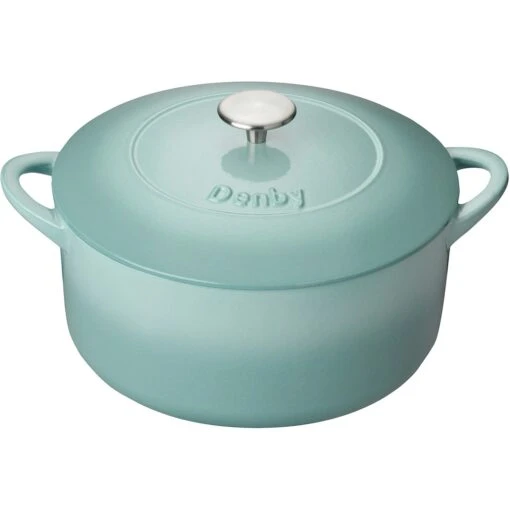 Denby Pavilion Gietijzeren Pot Rond Ø24 Cm, Lichtblauw -Keukenbenodigdheden denby cast iron round casserole 24 cm 4