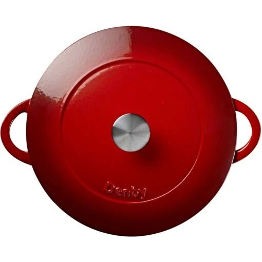 Denby Pomegranate Gietijzeren Pot Oppervlakkig Ø30 Cm, Rood -Keukenbenodigdheden denby gietijzeren pot oppervlakkig 30 cm 3