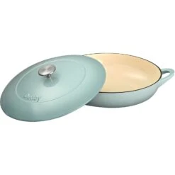 Denby Pavilion Gietijzeren Pot Oppervlakkig Ø30 Cm, Lichtblauw -Keukenbenodigdheden denby gietijzeren pot oppervlakkig 30 cm 5