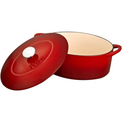 Denby Pomegranate Gietijzeren Pot Ovaal Ø28 Cm, Rood -Keukenbenodigdheden denby gietijzeren pot ovaal 28 cm 3