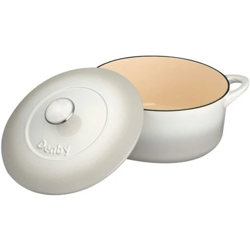 Denby Natural Canvas Gietijzeren Pot Rond Ø24 Cm, Wit -Keukenbenodigdheden denby gietijzeren pot rond 24 cm 0