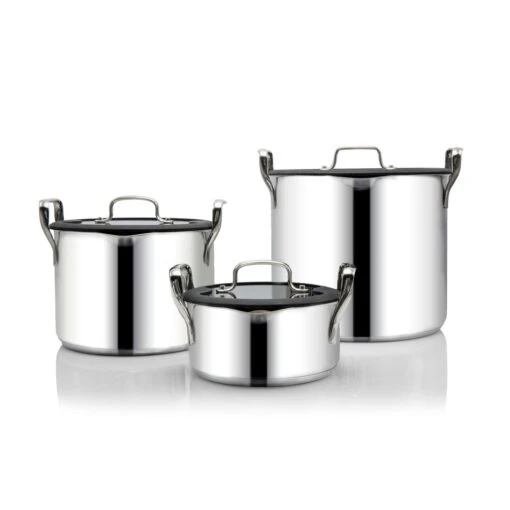 EGO Stackable Pot Set, Stainless Steel -Keukenbenodigdheden ego stackable pot set stainless steel 8