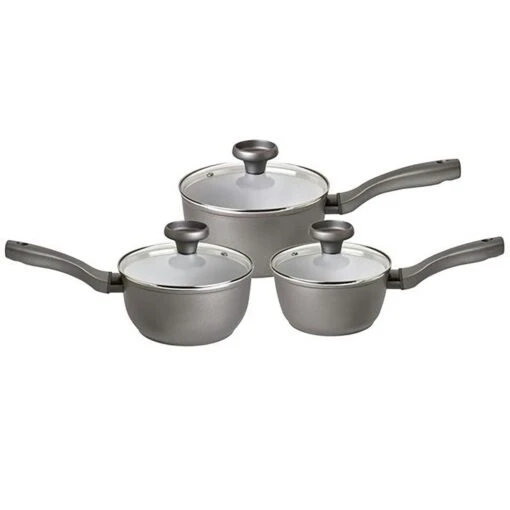 Meyer Earth Pan Steelpannenset 3 Stuks -Keukenbenodigdheden meyer earthpan 3 set saucepan with lid 0