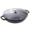 Staub Small Wok In Cast Iron With Glass Lid, Black -Keukenbenodigdheden staub small wok in cast iron with glass lid black 0